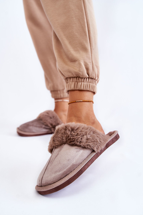 Жіночі класичні тапочки з хутром Яскраво-коричневі Lorines