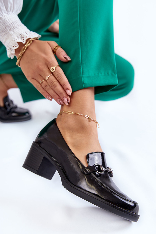 Шкіряні туфлі на стовпі з орнаментом Black Semila