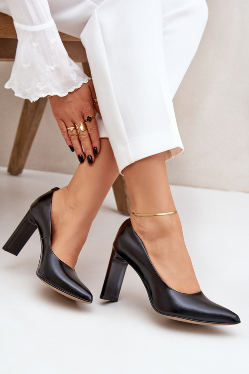 Елегантні Туфлі З Природної Шкіри На Каблуці Чорні Lewski 2659/2043