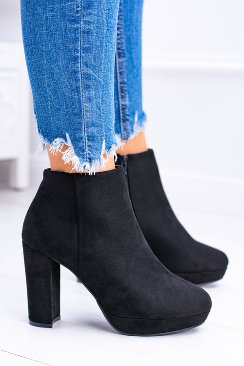 Чорні черевики Emoretto з нубуку на шпильці