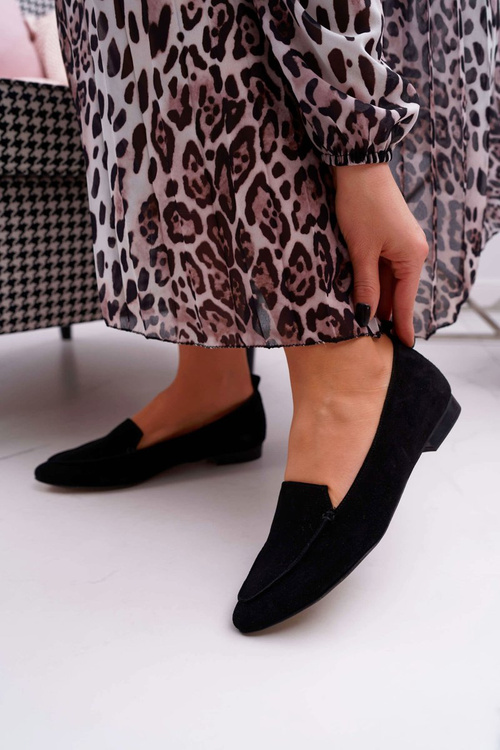 Жіночі замшеві шкіряні мокасини лофери чорного кольору Homny