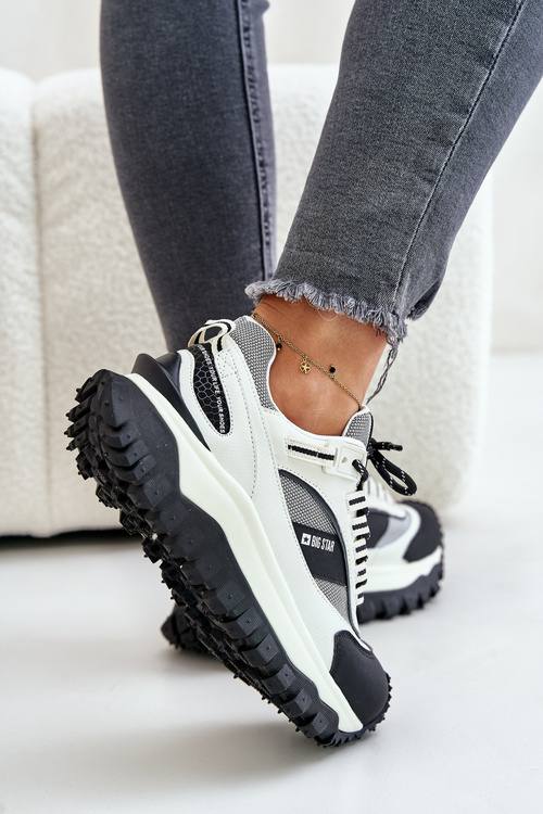 Шкіряні жіночі кросівки на платформі Big Star OO274A220 HI-POLY SYSTEM білий-чорний