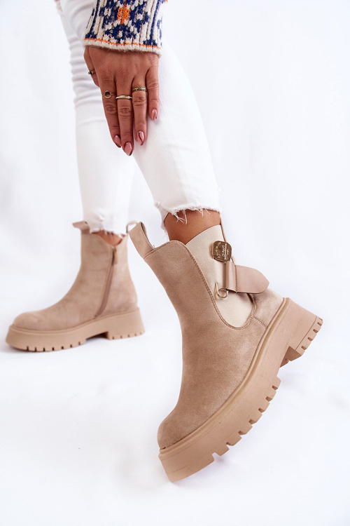 Замшеві теплі черевики Workers Beige Magnis