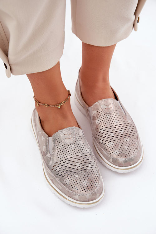 Замшеві сліпони Бежево-золотий Inez