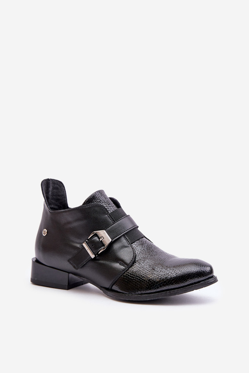 Шкіряні низькі ботильйони на блискавці Maciejka 06692-01 Чорні