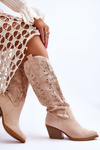 Ажурні замшеві чоботи бежеві Elavi