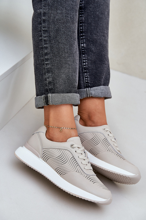 Шкіряне Спортивне Взуття Кросівки Жіночі S.Barski LR51-551 Бежеві