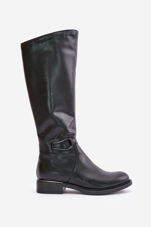 Шкіряні жіночі чоботи Zazoo 70140, утеплені чорні