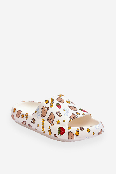 Жіночі поролонові тапочки з плюшками і літерами, бежевого кольору Zoey