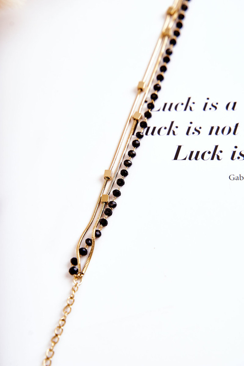 Жіночий подвійний браслет Mini Squares золото-чорний