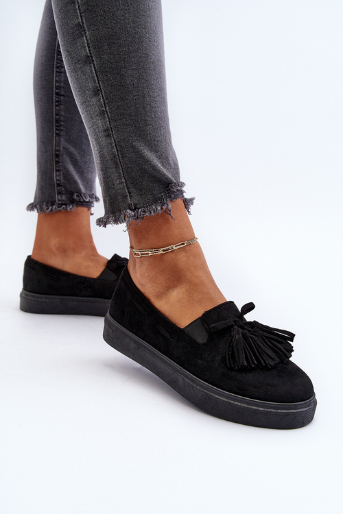 Жіночі чорні еспадрільї з бахромою Elorvia