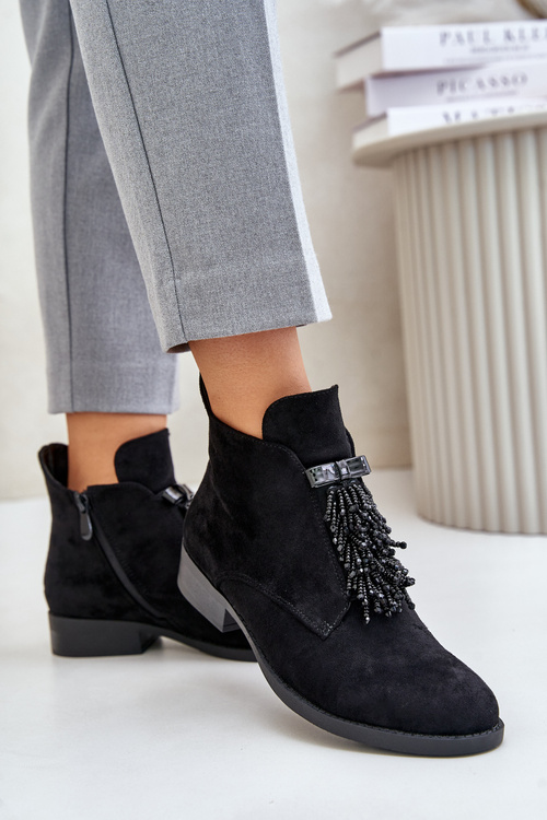 Теплі черевики з декором на блискавці чорні S.Barski HY42-715