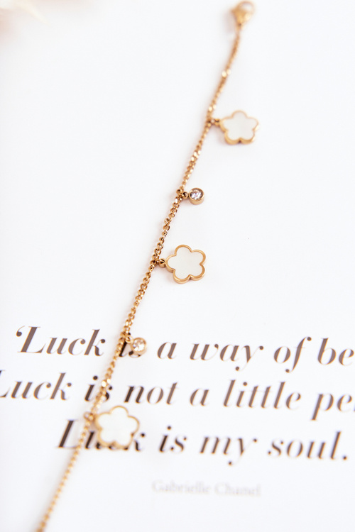 Браслет на ланцюжку з квітами золотисто-білий