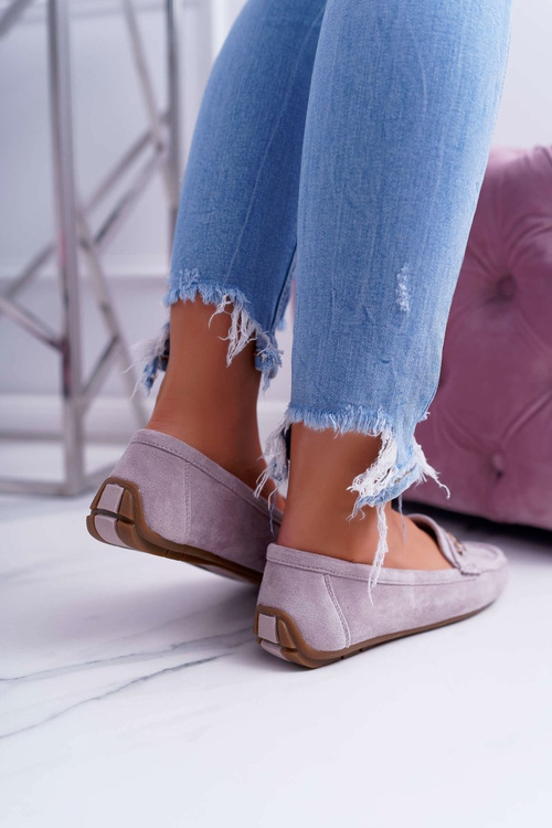 Жіночі легкі мокасини з еко-замші бузково-рожеві Think