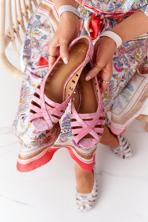 Жіночі шкіряні балетки червоні 04506-28