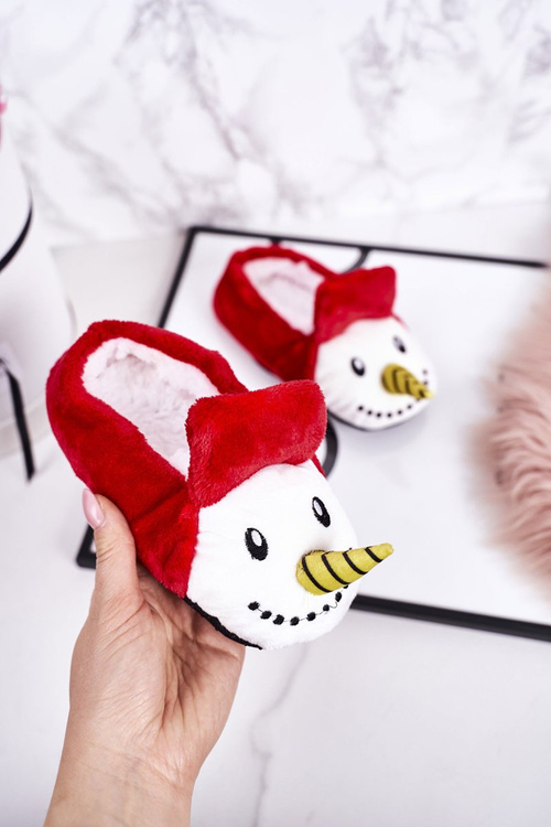 Дитячі новорічні тапочки зі сніговиком Red Xmas