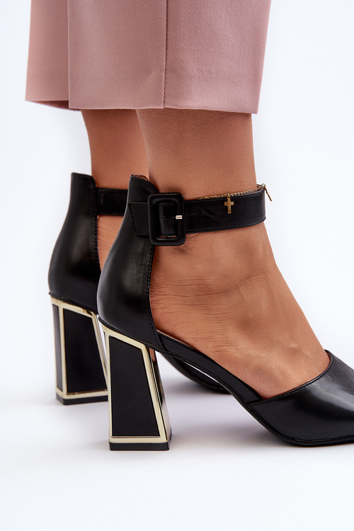 Елегантні чорні жіночі босоніжки на підборах Rosazara