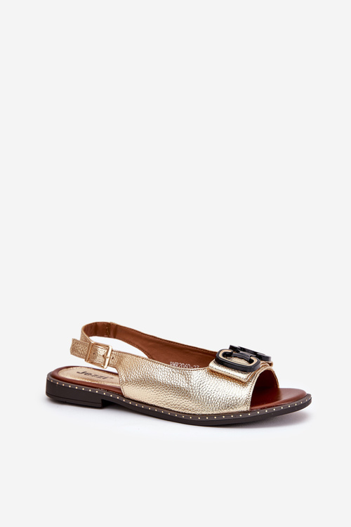 Плоскі Сандалі З Декором Еко Шкіра Золоті Lilria