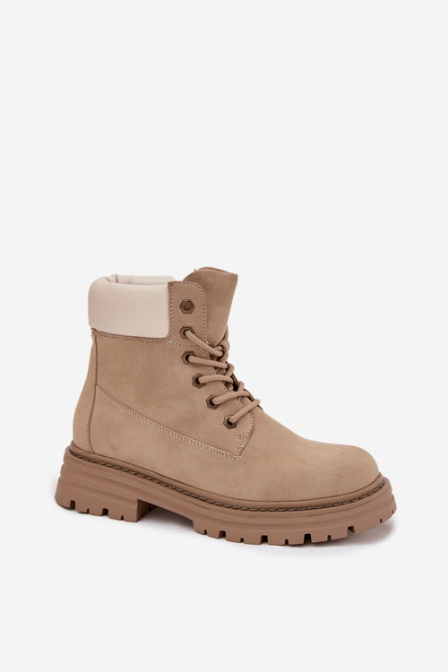 Жіночі шнуровані чоботи бежеві Norena