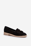 Чорні жіночі замшеві мокасини на плоскій каблуці Zazoo 3420