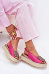 Zazoo 1786 Шкіряні Жіночі Сандалі На Платформі З Декором Фуксія