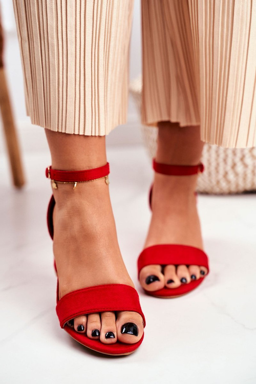 Жіночі босоніжки еко-замша червоні Oh Baby!