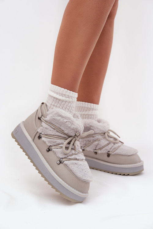 Низькі снігові чоботи на платформі з хутром D.Franklin DFSH370011 Світло-сірі