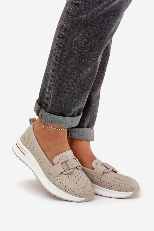 Жіночі Шкіряні Мокасини на Платформі S.Barski LR51-556 Бежеві