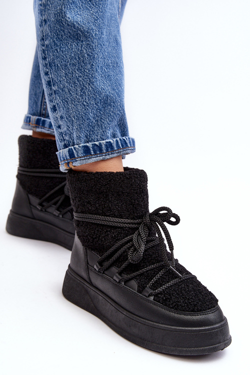 Жіночі зимові черевики на платформі чорні Ahatissa