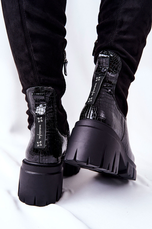 Шкіряні черевики Maciejka Crocodile Black 05260-01