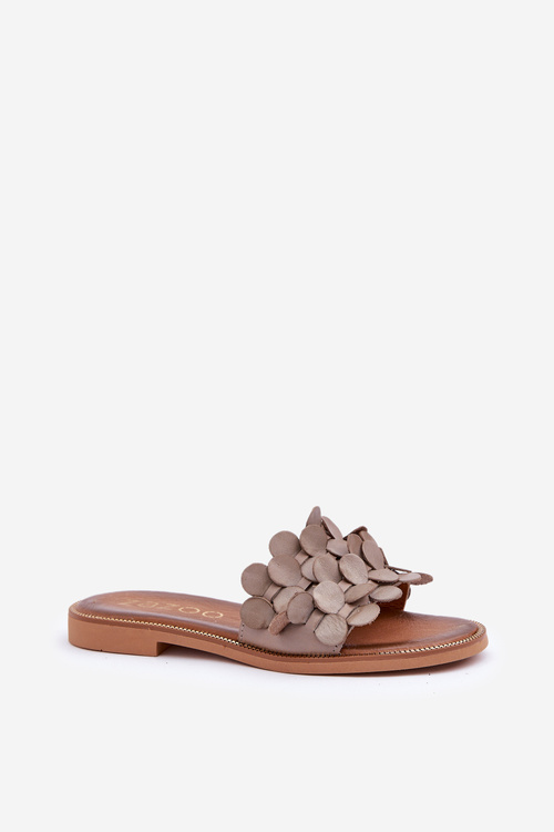 Zazoo 40381 Жіночі Шкіряні Сандалі На Плоскому Каблуку Taupe