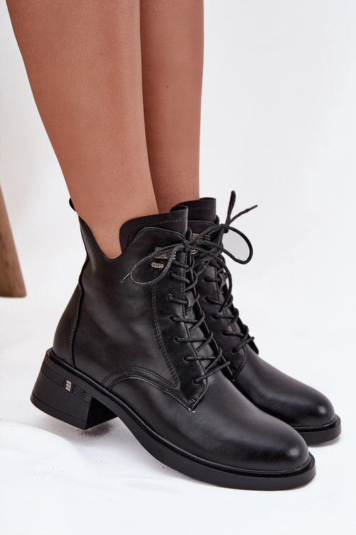 Теплі жіночі черевики на каблуку Vinceza 58602 Чорний