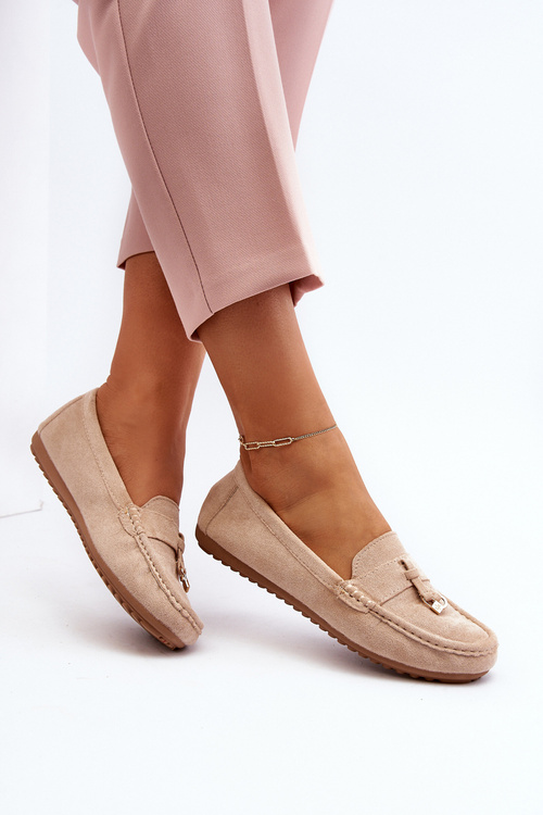 Жіночі класичні замшеві мокасини Ontala бежевого кольору