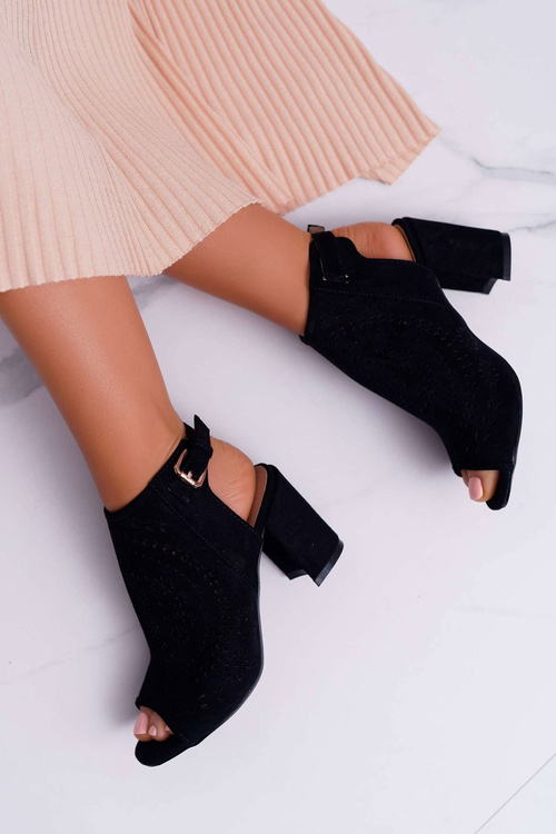 Жіночі босоніжки на шпильці з відкритим носком, чорні Florina