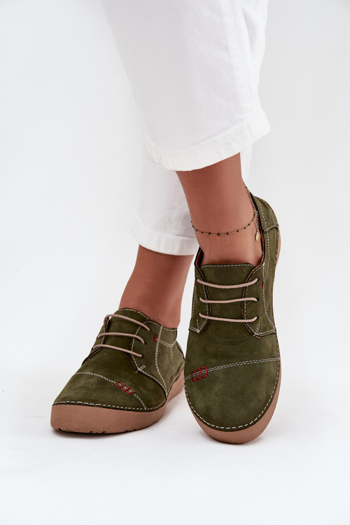 Шкіряні жіночі туфлі з прошивками Artiker 57C2112 Зелений