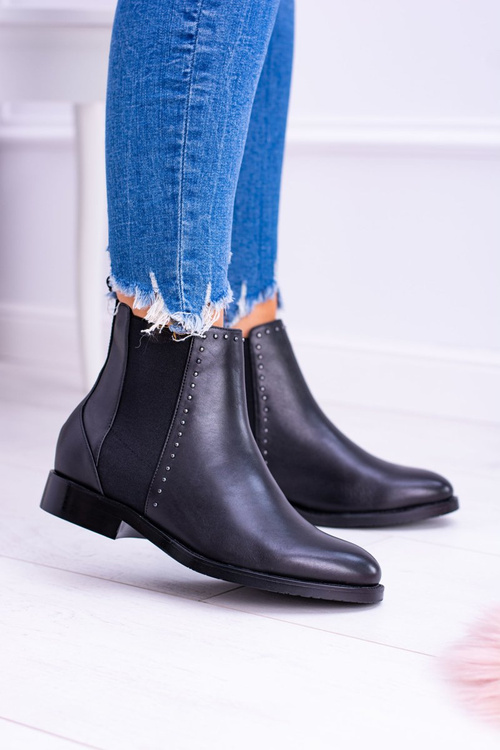 Чорні шкіряні черевики на шпильці BIG STAR BB274611