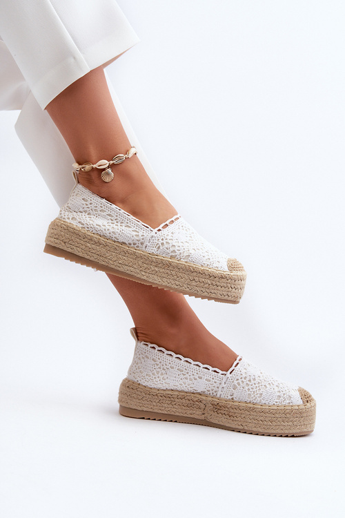 Жіночі білі мереживні еспадрільї на платформі Elarose