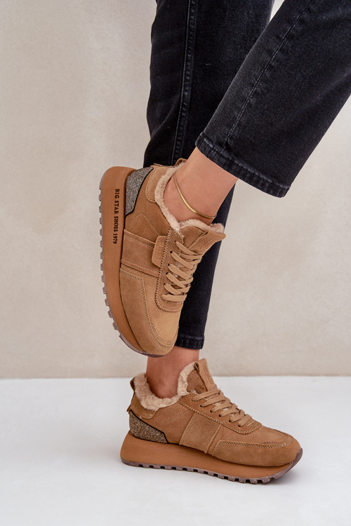 Жіночі Кросівки З Пухом І Блискучим Елементом Big Star OO274578 Hi-Poly System Camel