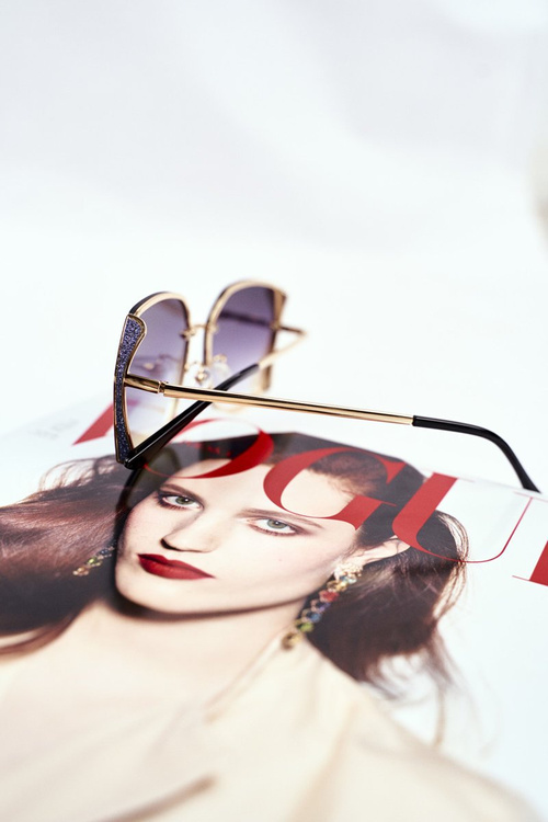 Жіночі сонцезахисні окуляри Prius PRE-38 Gold Blue Mirror Glitter