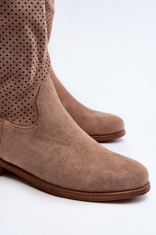 S.Barski HY66-139 Ажурні жіночі чоботи Бежеві