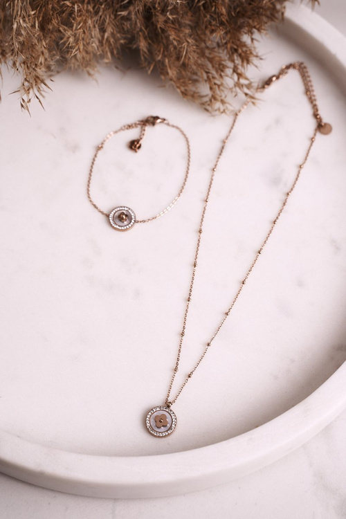 Намисто з конюшиною та кубічним цирконієм із рожевого золота. Удача