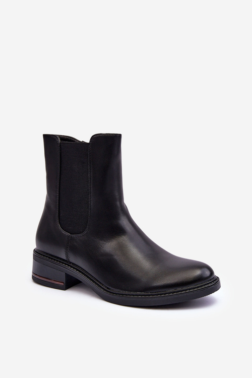 Жіночі низькі шкіряні черевики Ботильйони чорні Tyber