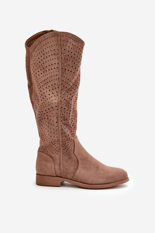 Чоботи з вирізом на підборах коричневі S.Barski HY66-150