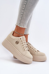 Жіночі кросівки на платформі бежевого кольору Eshen