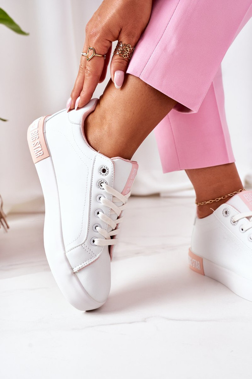 Жіночі шкіряні кросівки BIG STAR II274033 біло-рожеві