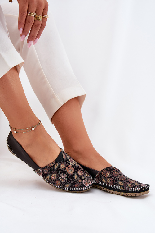 Шкіряні Візерункові Балетки Maciejka T1929-71 Чорні