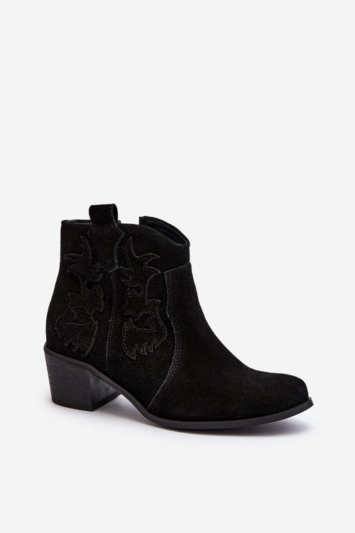 Чорні жіночі замшеві ковбойські чоботи Zazoo 3426