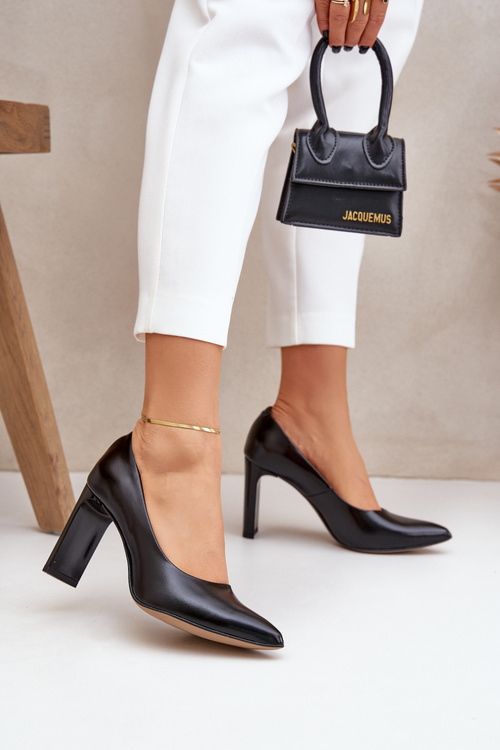 Елегантні Туфлі З Природної Шкіри На Каблуці Чорні Lewski 2659/2043