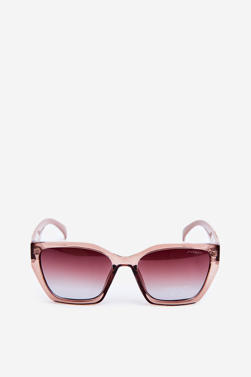 Жіночі класичні сонцезахисні окуляри з золотими деталями UV400 бежевого кольору