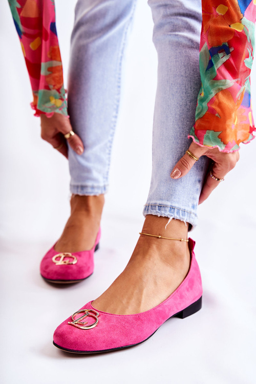 Жіночі замшеві балетки з декором Nicole 2746 фуксія 